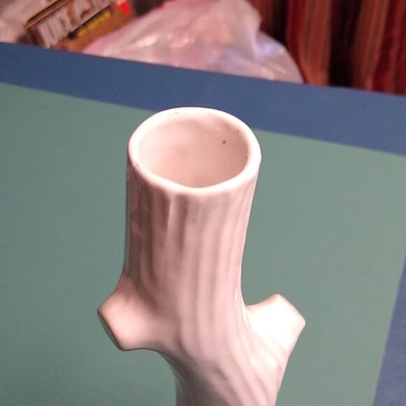 Woodland Tall Vase Small White Ceramic Tree Trunk Vase - Picture 3 of 5